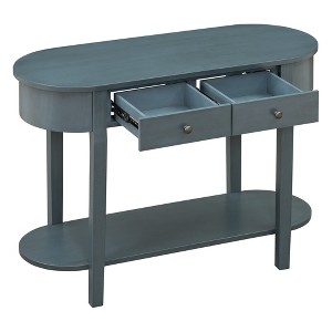 Infurnic Decorative Storage Cabinets Console Table with Curved Design Smooth Glaze for Entryways, Living Rooms and hallways, Blue, 15.5"*30"*33" - 1 of 4