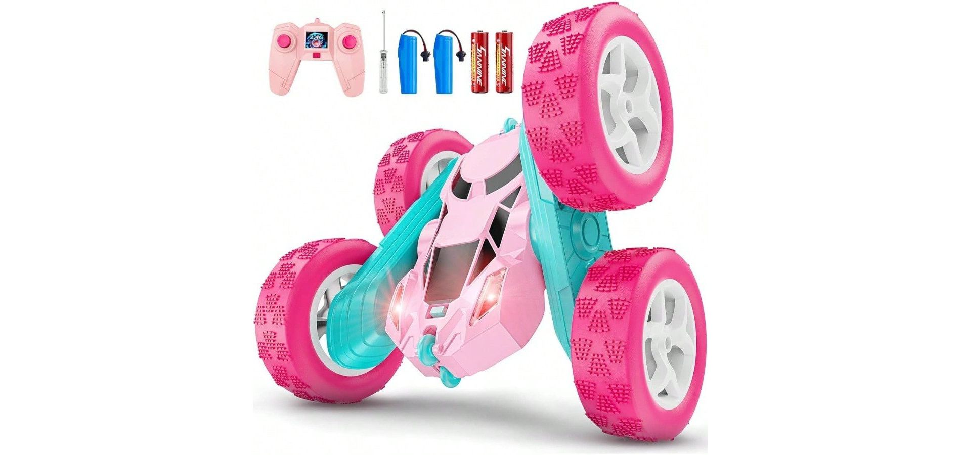 Pink RC Car for Girls, 4WD Stunt Car with 360 Flips, Double - Sided Driving, Outdoor Toy , Christmas Gift