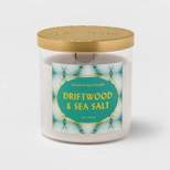 15.1oz Lidded Glass Jar 2-Wick Candle Driftwood & Sea Salt - Opalhouse™
