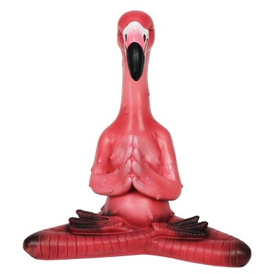 15.94" Resin Yoga Flamingo with Prayer Hands Statue Pink - Exhart