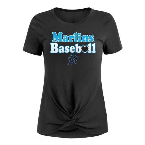 MLB Miami Marlins Women's Front Twist Poly Rayon T-Shirt - M