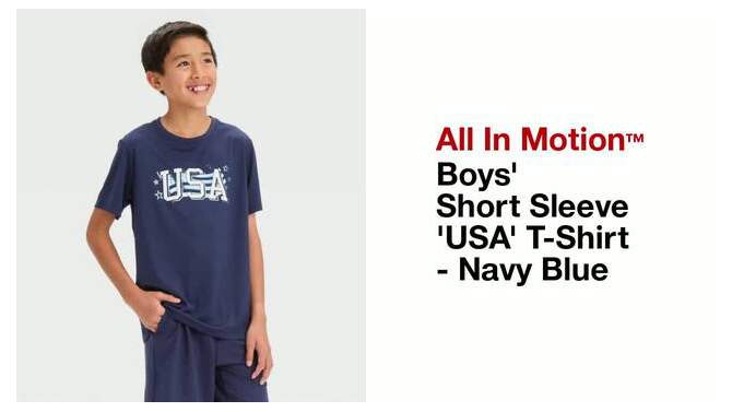 Boys' Short Sleeve 'USA' T-Shirt - All In Motion™ Navy Blue, 2 of 6, play video