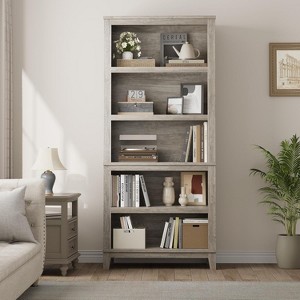 Acekool 71.3" Tall 5-Tier Wooden Bookshelf with 3 Adjustable Shelves, 11.8" Wide Slim Floor-Standing Bookcase for Living Room, Bedroom - 1 of 4