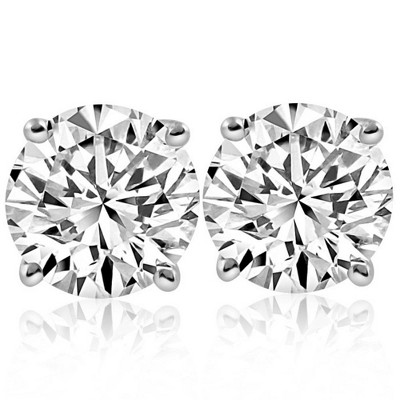 Pompeii3 6 Ct TW Round Moissanite Studs in 14k White Gold
