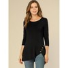 Allegra K Women's 3/4 Sleeve Round Neck Button Decor Casual Stretchy Tunic Tops - 4 of 4