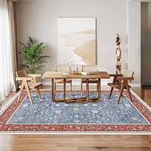 Coucheta Vintage Washable Area Rugs, Non-Slip Low Pile with Rubber Backing for Living Room, Bedroom, Kitchen, Home Office Decor,Multi-Color & Size - 1 of 4