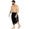 LA LEELA Men's Cover Up Casual Vacation Beach Holidays Summer Long Swim Trunk Swimwear For Men Beachwear Pareo One Size Onyx, Plain - 3 of 4