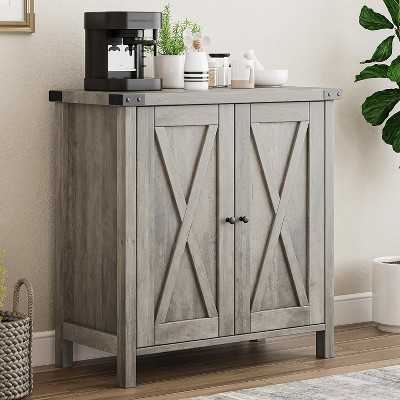 Farmhouse Sideboard Buffet Cabinet, Small Storage Cabinet with 2 Doors and Adjustable Shelves