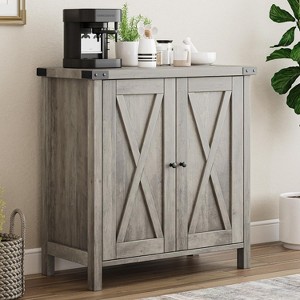 Farmhouse Sideboard Buffet Cabinet, Small Storage Cabinet with 2 Doors and Adjustable Shelves - 1 of 4
