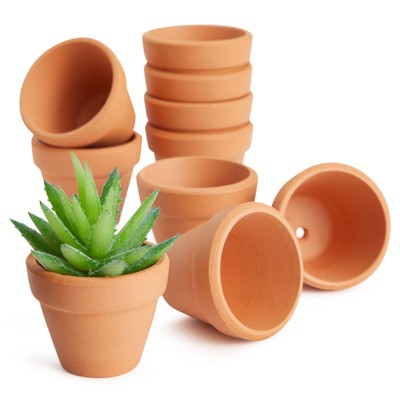 Juvale 10 Pack Mini Terracotta Plant Pots with Drainage Holes for Succulents, Tiny Clay Flower Pot Planters, 1 x 1.5 In