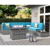 LayinSun 8 Piece Patio Furniture Set with 44" Propane Gas Fire Pit Table, Outdoor Sectional Conversation Set Wicker Rattan Sofa Set - 2 of 4