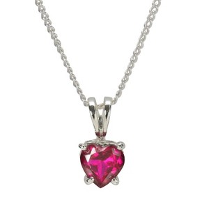 Stay Forever Young July Birthday Girl Red Heart Pendant 18 Inch Silver Plated Birthstone Necklace in Jewelry Box - 1 of 3