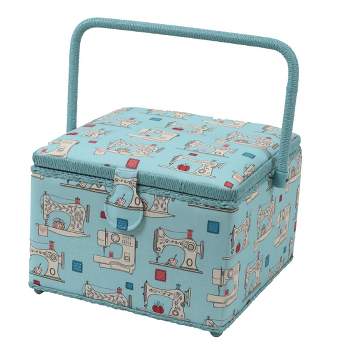 Flrhsjx Large Sewing Basket with Accessories Sewing Organizer Box with  Supplies DIY Sewing Kits for Adults,Blue Flower Pattern