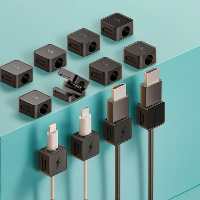 SEVOBAL Cable Management 12-Pack Universal Cable Organizer Clips, 360 Degree Rotating Cord Organizers for Desk, Wall, Car, Black, 0.78"*0.78"*0.44"
