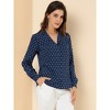 INSPIRE CHIC Women's Vintage Notched Lapel Long Sleeve Printed Button Down Tops - 4 of 4