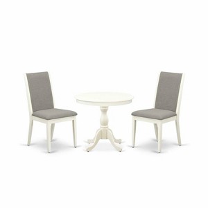 3-Piece Linen White Finish Solid Wood Top - Dining Room Set with High Back - Seats 4 - 1 of 4