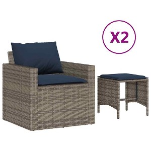 vidaXL Garden Sofa Set Grey sofa, Navy blue cushions - 1 of 4