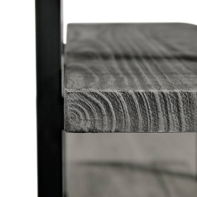 Pomona Slate Gray Metal and Wood 2-Shelf End Table