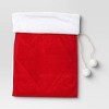 Velvet Santa Sack Christmas Gift Bag - Wondershop™: Faux-Fur Trim, Pompom Detail, Reusable - 3 of 3
