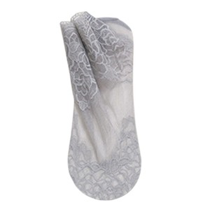 Anna-Kaci Women's Floral Lace No Show Socks Lightweight Low Cut Sheer Liner with Silicone Heel Grip Elegant Invisible Design for Flats - 1 of 4