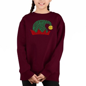 LA Pop Art Christmas Elf Hat - Girl's Word Art Crewneck Sweatshirt - 1 of 3
