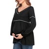 Womens Maternity Blouse V Neck Long Sleeve Waffle Knit Blouse - 4 of 4