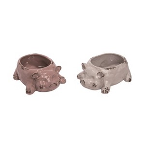 Transpac Ceramic Rustic Pig Planter Set of 2 Spring Home Decorations - 1 of 1