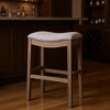HomeRoots 31" Gray and Oak Fabric and Solid Wood Backless Bar Height Bar Chair - 2 of 4