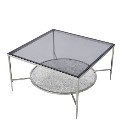 Adelrik Square Chrome and Glass Coffee Table with Storage