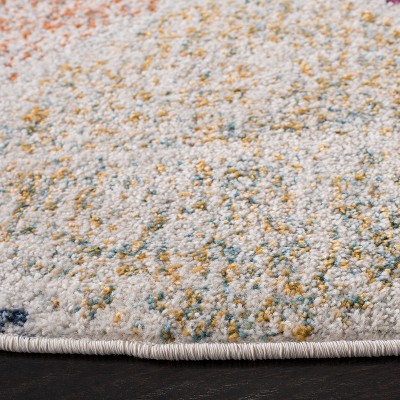 Round Creme and Yellow Synthetic Hand-knotted Rug