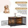 VECELO 53.1" Dog Crate, Indoor Dog Kennel Indoor with Cushion, Wooden Decorative Pet House for Large/Medium Dogs, Brown - 3 of 4