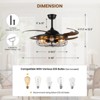 Ludomide Retractable Ceiling Fan with Lights Black Industrial Caged Ceiling Fan with Remote Controller Farmhouse Chandelier Fan with Lights - 3 of 4