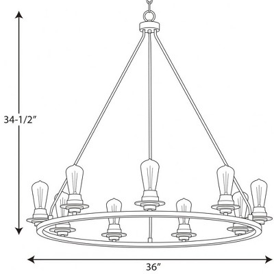 Graphite 36" Industrial 9-Light Steel Chandelier