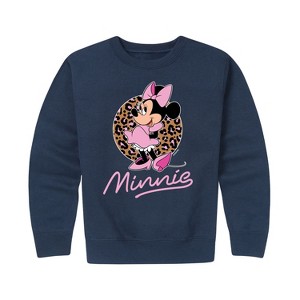 Boys' - Disney - Minnie Leopard Print Graphic Long Sleeve Fleece Sweatshirt - 1 of 4