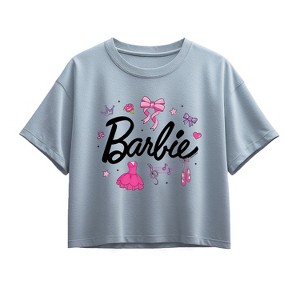 Girls' - Barbie - Ballerina Barbie Logo Short Sleeve Boxy Graphic T-Shirt - 1 of 1