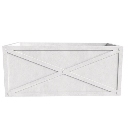 White Fiberstone Rectangular Weather-Resistant Planter Box with Drainage Holes