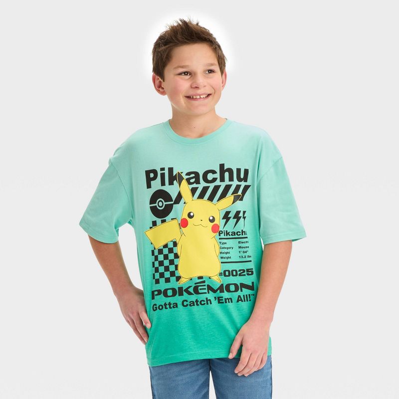 Boys&#39; Pokemon Drop Shoulder Short Sleeve Graphic T-Shirt - Green, 1 of 4