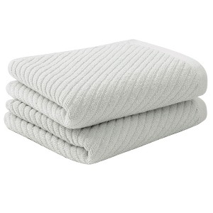 PiccoCasa Luxury 100% Ribbed Absorbent Drying Face Ribbed Cotton Washcloths 2 Pcs - 1 of 4