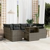 vidaXL Patio Sofa Set with Cushions Outdoor Furniture 7 Piece Poly Rattan - Gray without storage - 2 of 4