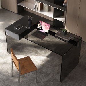 Gaoyangjiaju 53.14 Inch Tempered Glass Desk with Storage Drawers for Home Office - 1 of 4