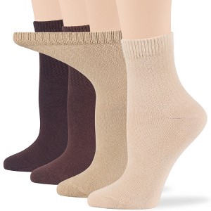Women's Cotton Diabetic Quarter Solid Socks - 4 Pack - Shoe Size 5-9 Medium, 8-12 Large | 7BIGSTARS KINGDOM - 1 of 4