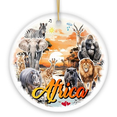 Natural Beauty and African Wildlife Artistic Ornament, Watercolor Safari View of Africa Souvenir Gift| OrnamentallyYou