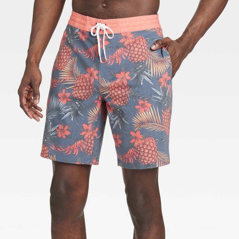 Mens 8.5 Tropical Pineapple Print Board Shorts