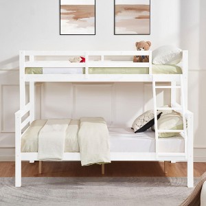 Kumasinova Bunk Bed with Thick Posts,Wood Bunk Bed with Ladder,High Guardrail for Kids Teens Bedroom,No Box Spring Needed - 1 of 4