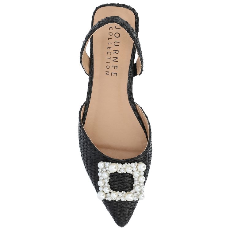 Journee Collection Women's Hannae Sling Back Pointed Toe Flats Black 8. ...