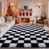 5x7 Feet Checkered Area Rugs For Living Room, Black Modern Super Soft Fluffy Rugs for Bedroom Home Aesthetic Decor - 2 of 4