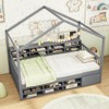 Infans Twin Size House Bed Wooden Platform Bed Frame with Roof & 14 Storage Cubes - 3 of 4
