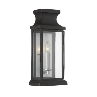 Brooke Black Outdoor Wall Lantern with Clear Glass Panels