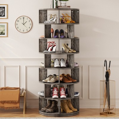 Aheaplus 7-Tier Shoe Rack, 28-32 Pair Rotating Shoe Rack Tower