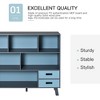 Vynxaria 3-Tier Child Bookcase - Open Shelves Cabinet with Drawers for Organized Floor Storage in Dark Blue - 3 of 4